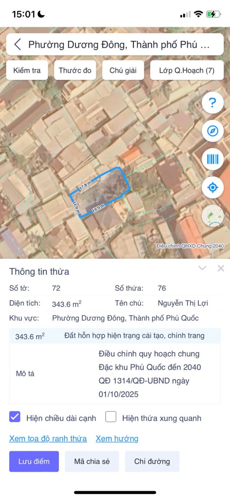 Tài sản tọa lạc tại thửa số 76 - Tờ bản đồ số 72, KP8, Ngô Quyền, TT Dương Đông, Huyện Phú Quốc, Kiên Giang (Nay là KP 8 Dương Đông, Đặc Khu Phú Quốc, Tỉnh An Giang)