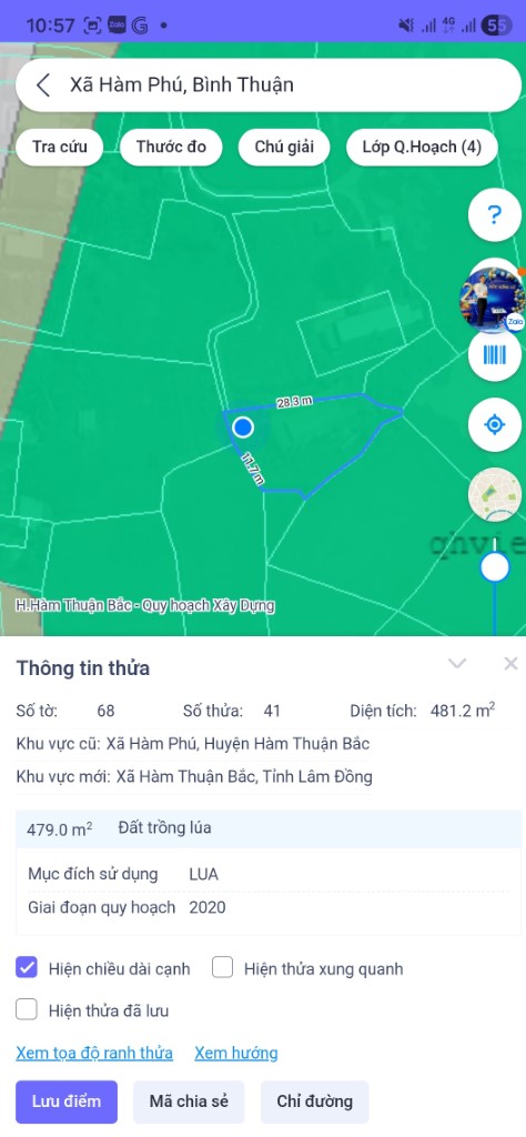 Tài sản tọa lạc tại thửa đất số 41, Tờ bản đồ 68 (Nay thuộc xã Hàm Thuận Bắc, tỉnh Lâm Đồng), Thôn Phú Điền, Xã Hàm Phú, Huyện Hàm Thuận Bắc, Bình Thuận